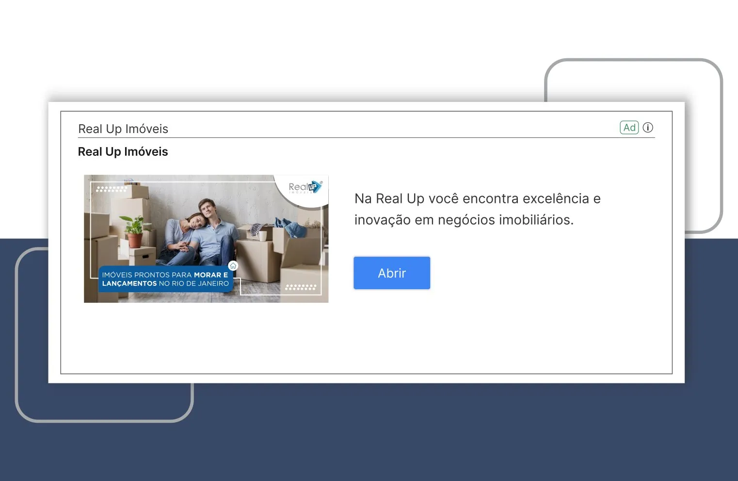 Peça de campanha da Real Up Imóveis