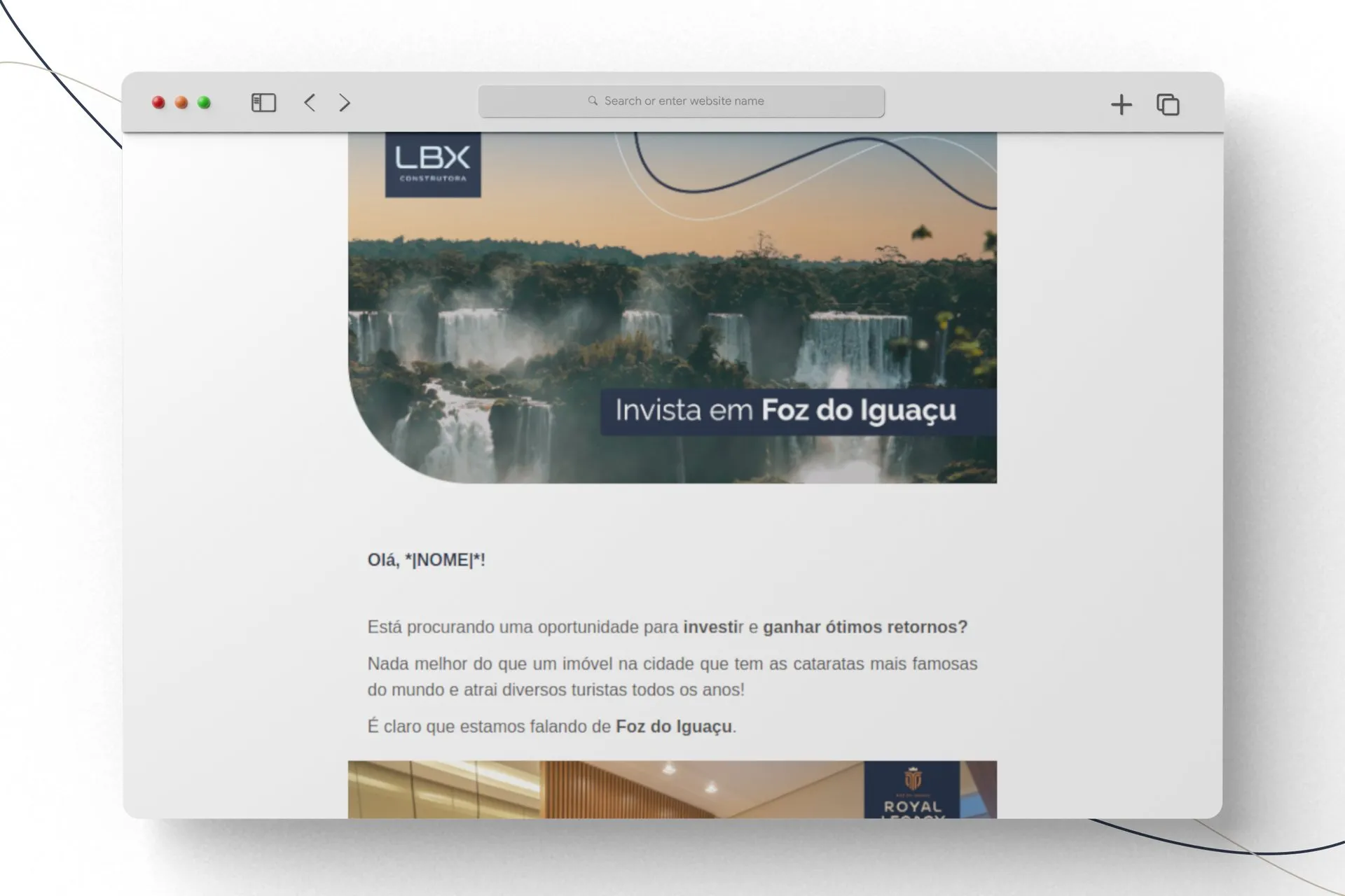 Peça de campanha da LBX Construtora