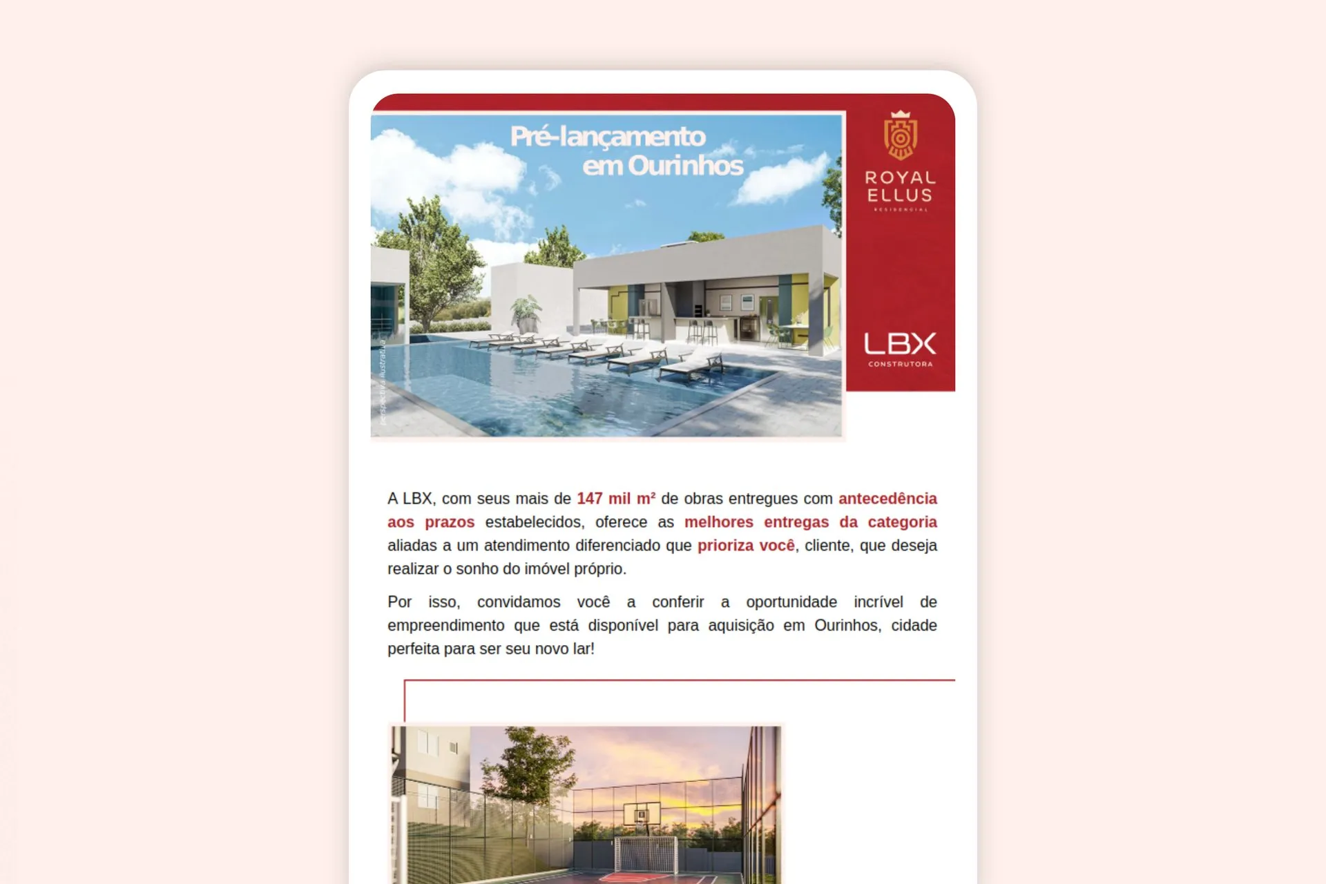Peça de campanha da LBX Construtora