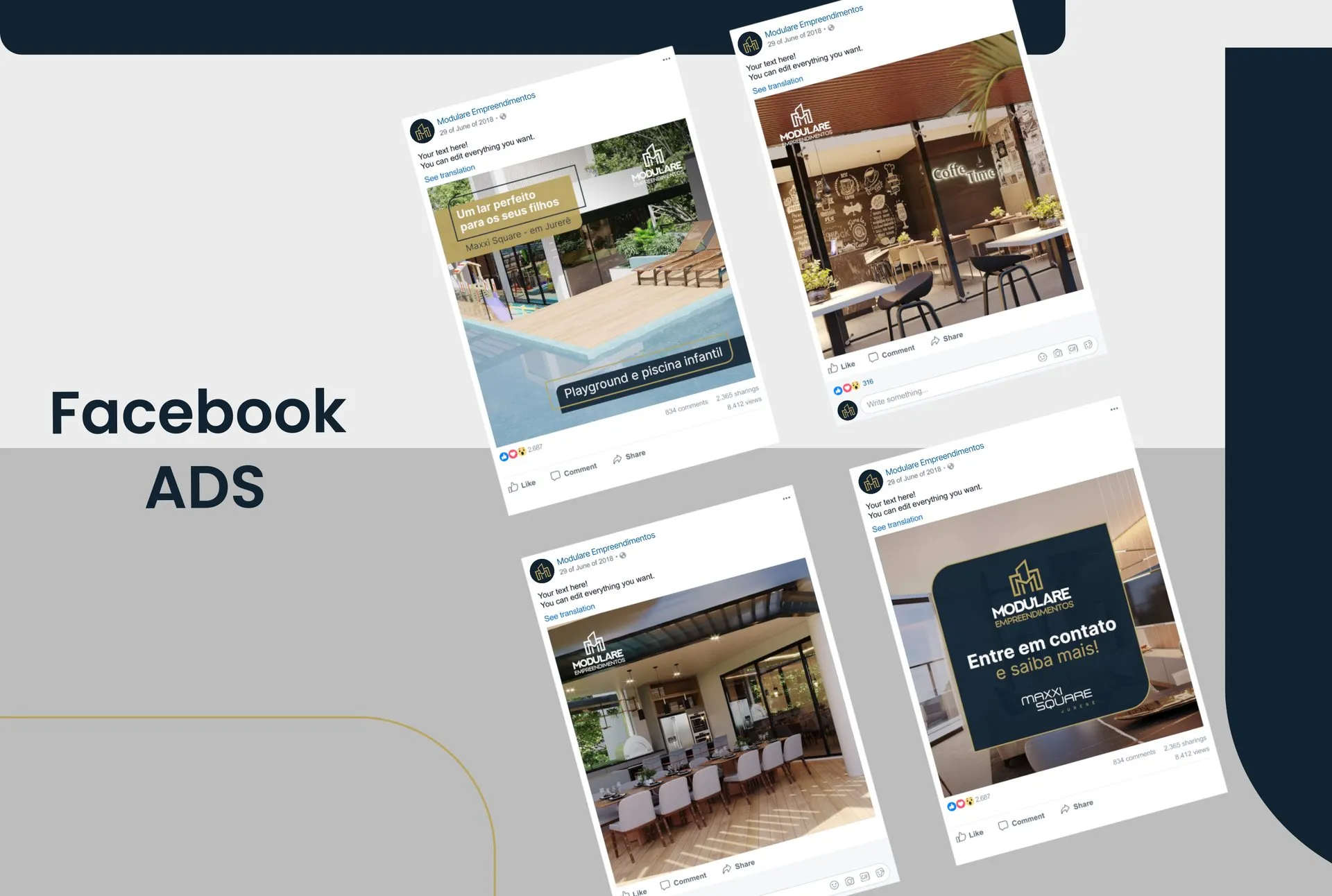 Anúncios de Facebook Modulare Construtora e Incorporadora — capa
