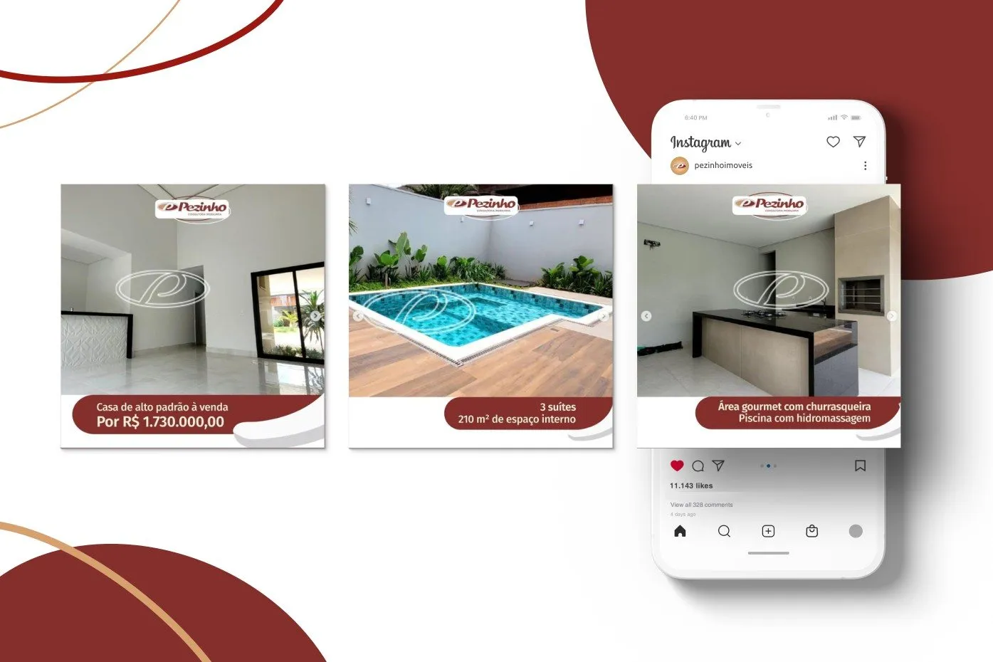 Peça de campanha da Pezinho Consultoria Imobiliária