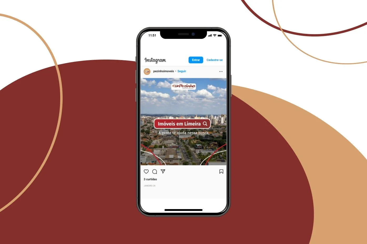 Peça de campanha da Pezinho Consultoria Imobiliária