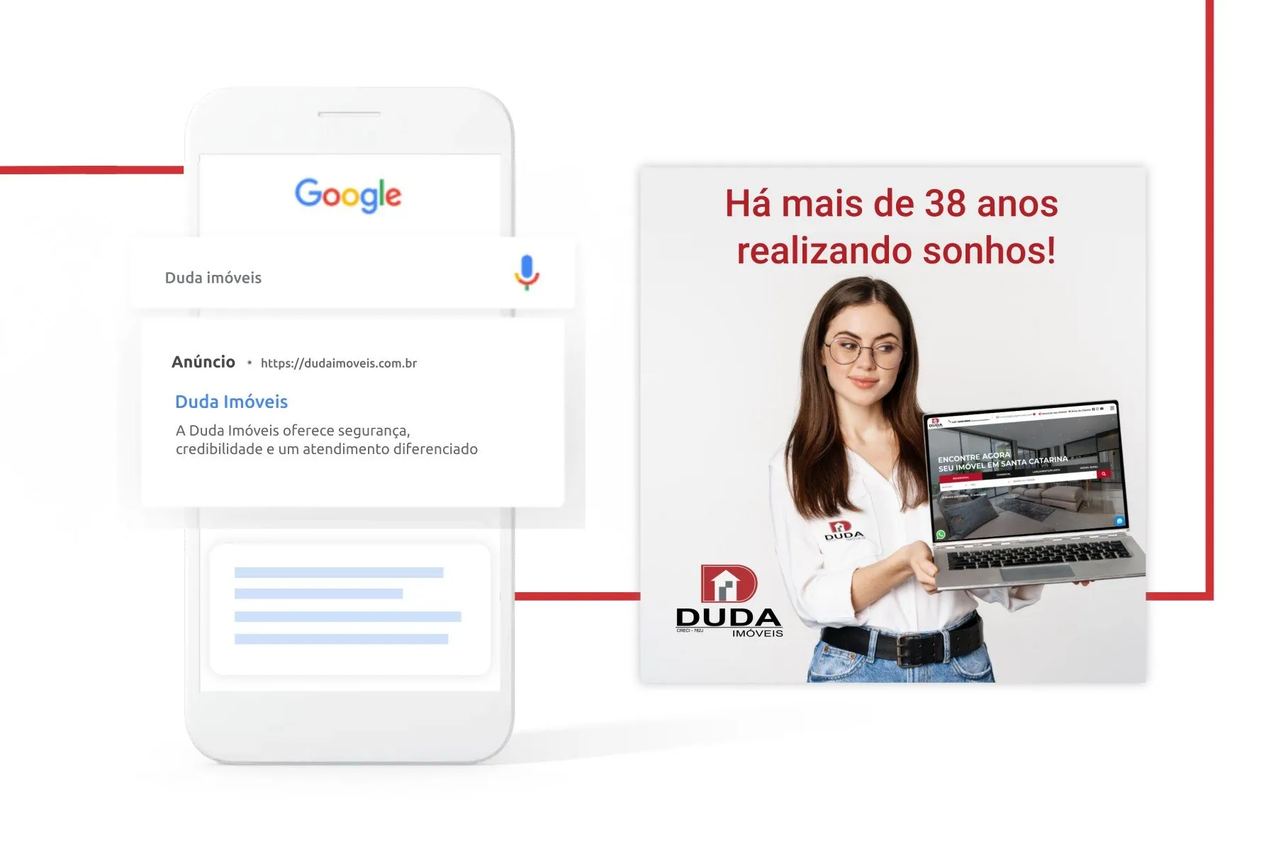 Peça de campanha da Duda Imóveis