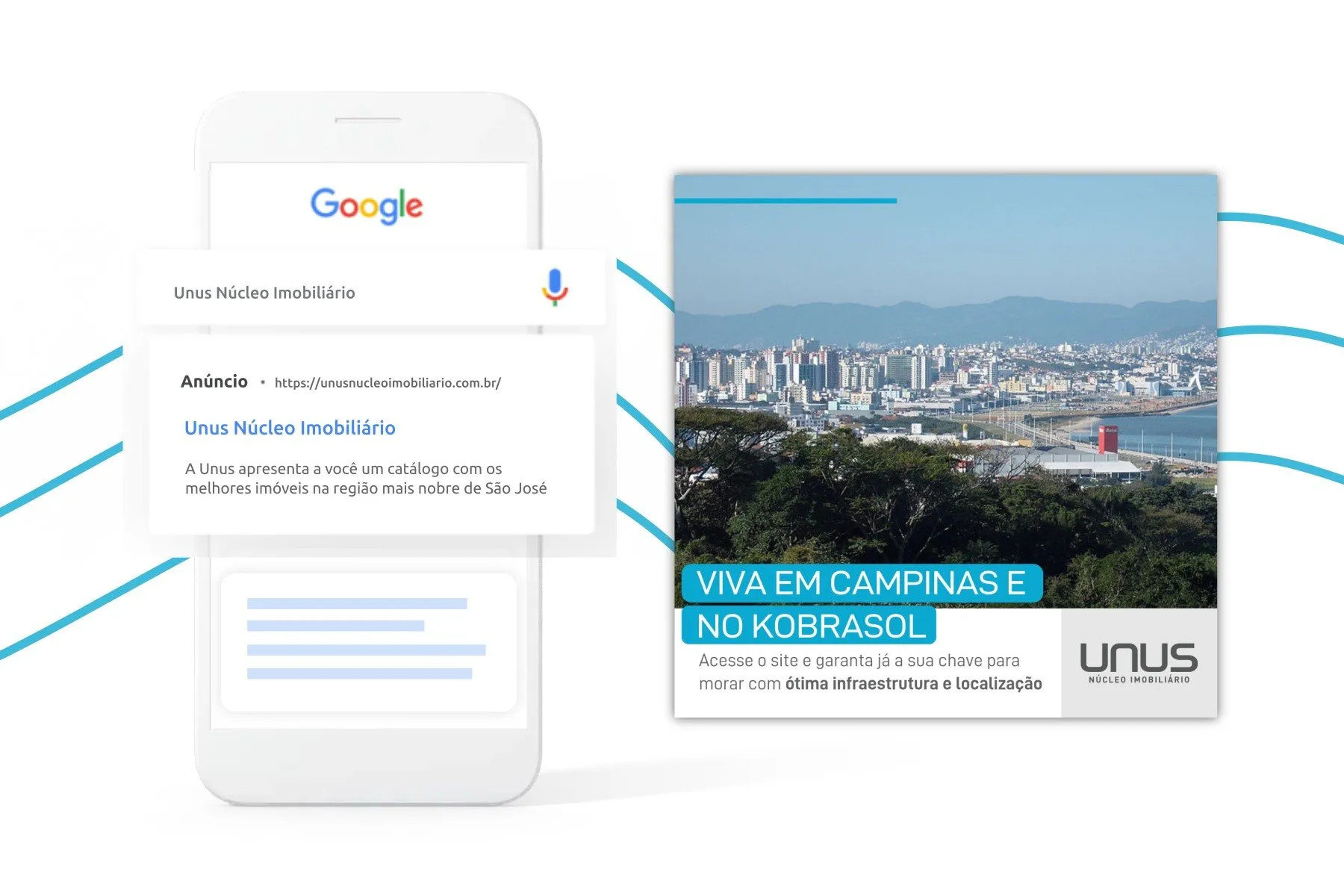 Peça de campanha da Unus Núcleo Imobiliário