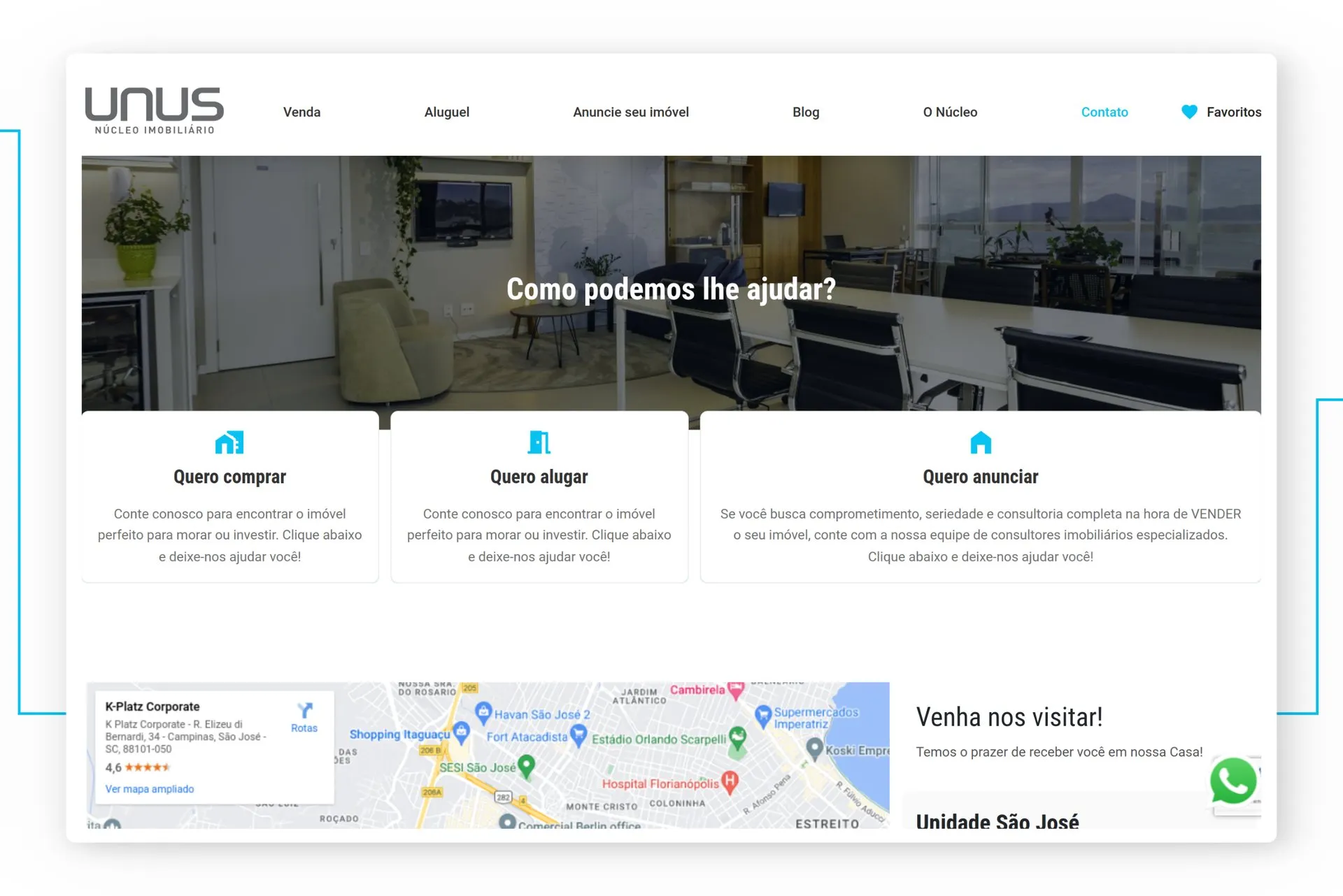 Peça de campanha da Unus Núcleo Imobiliário