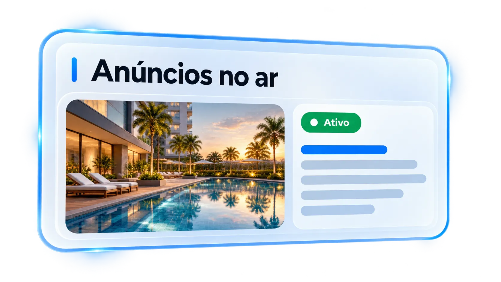 Anúncios no ar, com status ativo